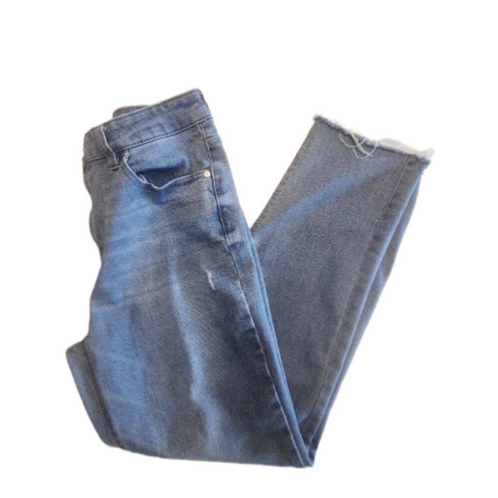 OAT New York High Rise Light Blue Wash Straight Leg Denim Jeans, 8/29